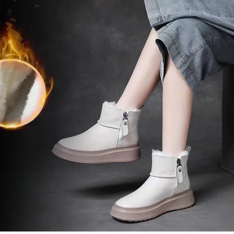 Velvet and Thickening Women's Boots New Comfortable and Versatile Thick-soled Cotton Boots Botas De Mujer