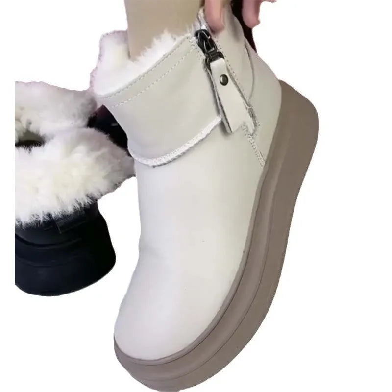 Velvet and Thickening Women's Boots New Comfortable and Versatile Thick-soled Cotton Boots Botas De Mujer