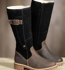 Warm Snow Leather Flats Plus Size Fur Knee High Boots