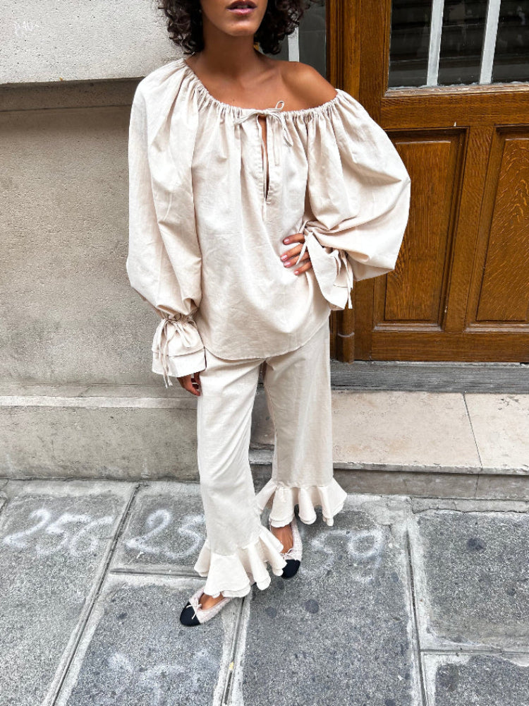 Ruffle Aura Off-Shoulder Set