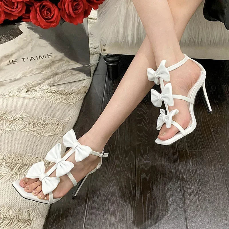 Stylish White French Women's Square Head Peep Toe Super High Heel High Heel