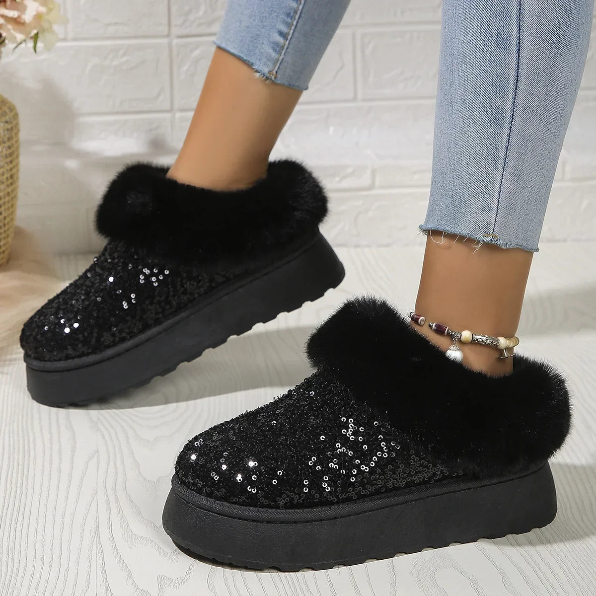 Short Plush Warm Casual New Suede Fur Elegant Snow Boot