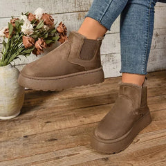 Short Plush Warm Suede Fur Chelsea Ankle Platform Snow Boot