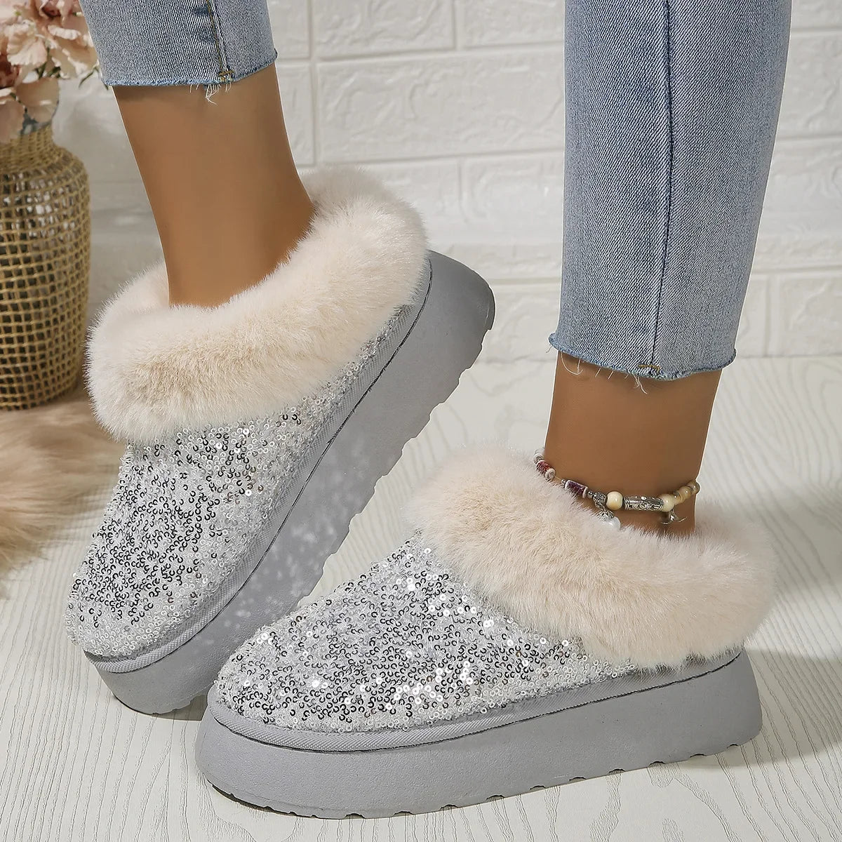 Short Plush Warm Casual New Suede Fur Elegant Snow Boot