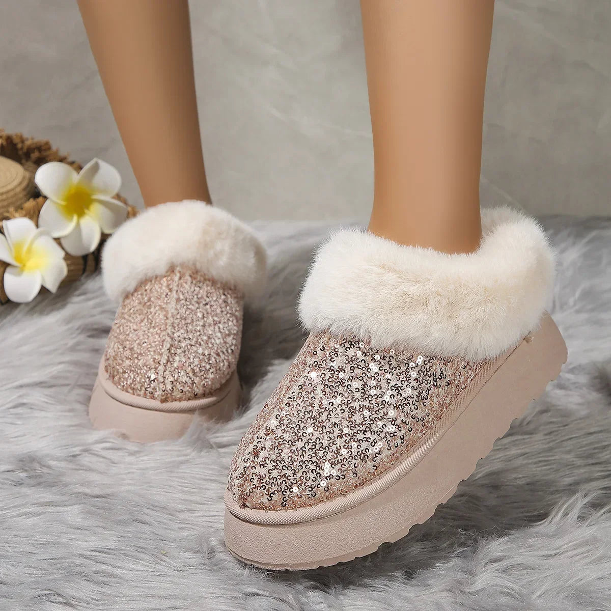 Short Plush Warm Casual New Suede Fur Elegant Snow Boot
