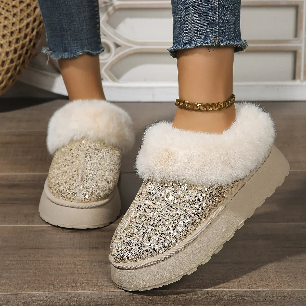 Short Plush Warm Casual New Suede Fur Elegant Snow Boot