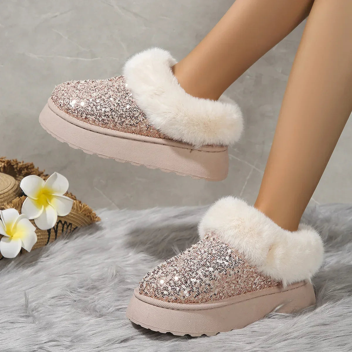 Short Plush Warm Casual New Suede Fur Elegant Snow Boot