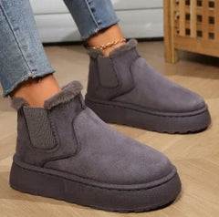 Short Plush Warm Suede Fur Chelsea Ankle Platform Snow Boot
