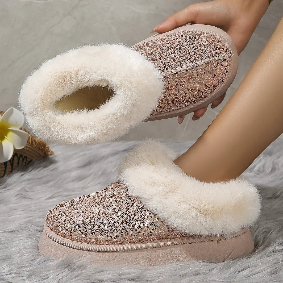 Short Plush Warm Casual New Suede Fur Elegant Snow Boot