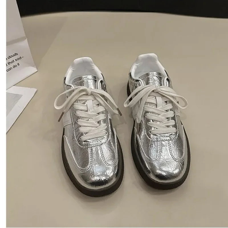 Leather Outdoor Casual Platform Vulcanized White Flats Tennis Skateboard