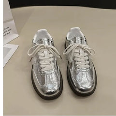 Leather Outdoor Casual Platform Vulcanized White Flats Tennis Skateboard