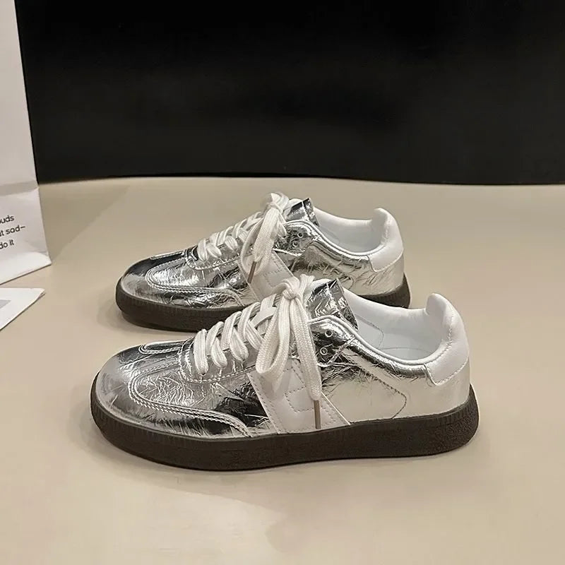 Leather Outdoor Casual Platform Vulcanized White Flats Tennis Skateboard