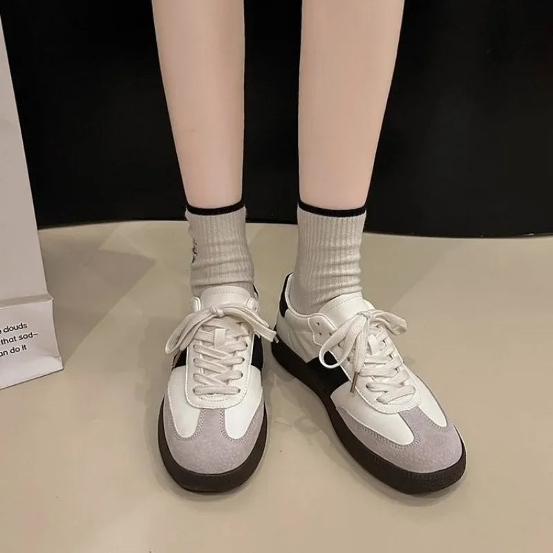 Leather Outdoor Casual Platform Vulcanized White Flats Tennis Skateboard