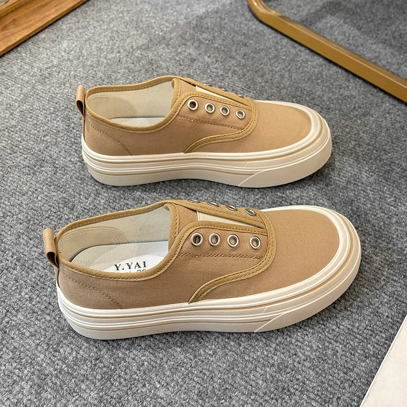 Outdoor Walking Canvas Jogging Slip-on Vulcanized Flat Casual Skateboard