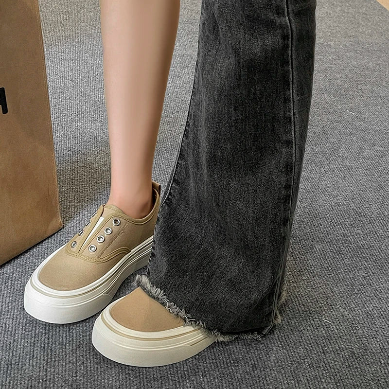 Outdoor Walking Canvas Jogging Slip-on Vulcanized Flat Casual Skateboard