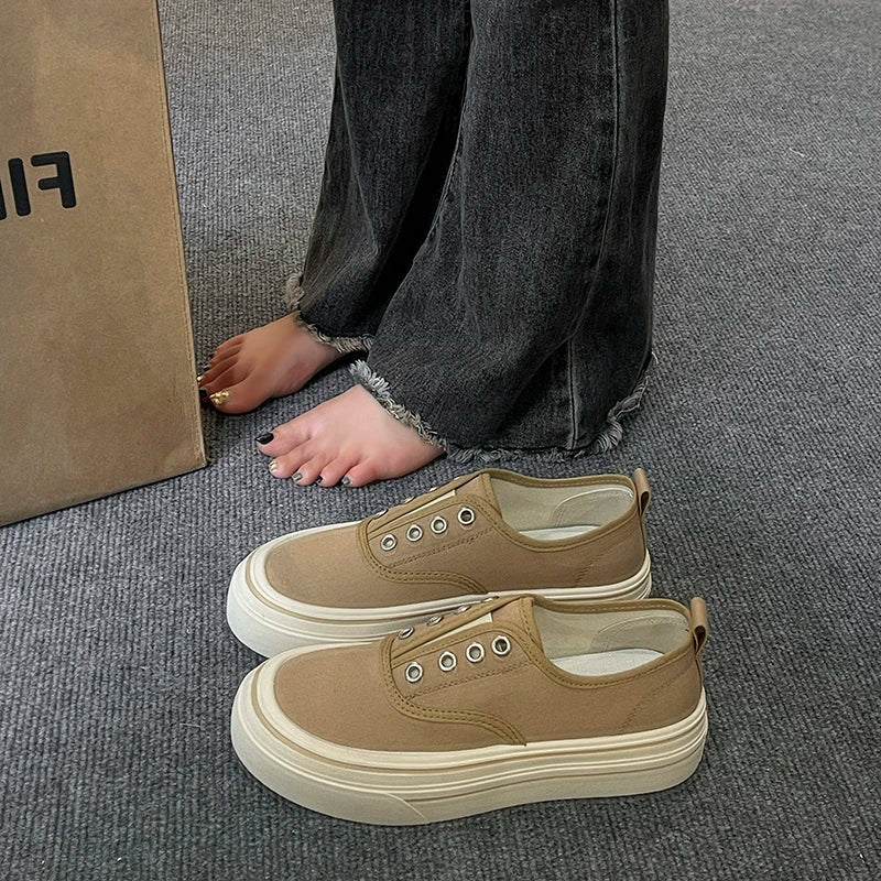 Outdoor Walking Canvas Jogging Slip-on Vulcanized Flat Casual Skateboard