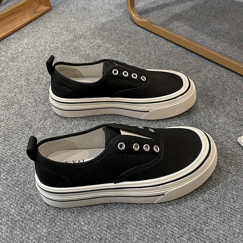Outdoor Walking Canvas Jogging Slip-on Vulcanized Flat Casual Skateboard