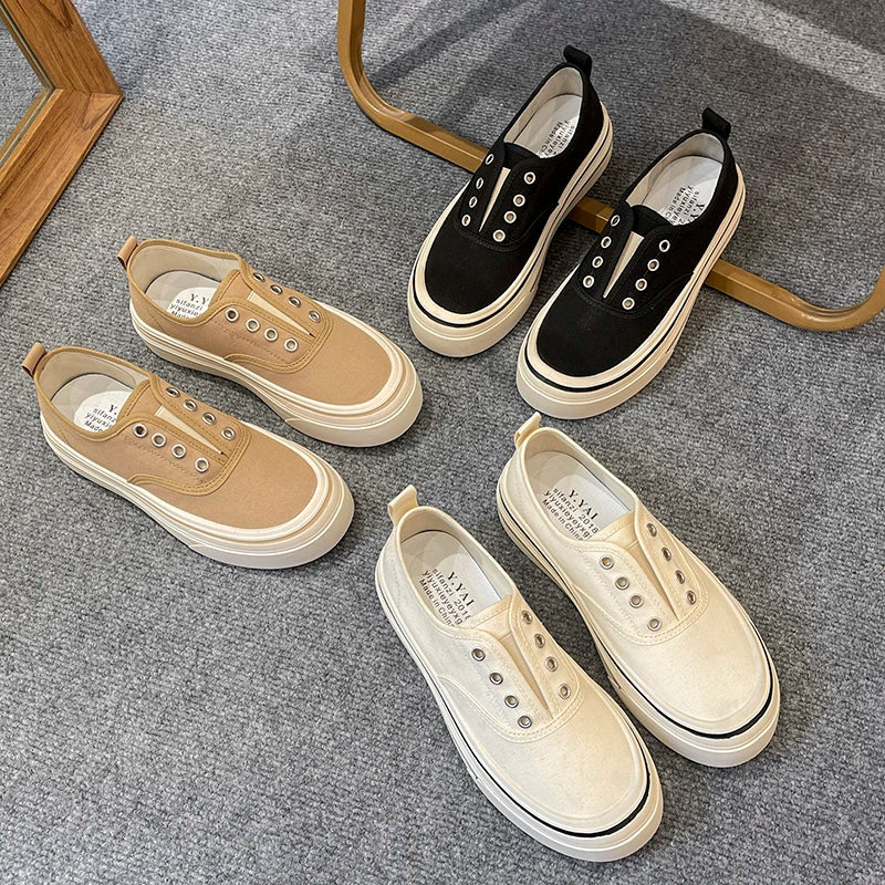 Outdoor Walking Canvas Jogging Slip-on Vulcanized Flat Casual Skateboard