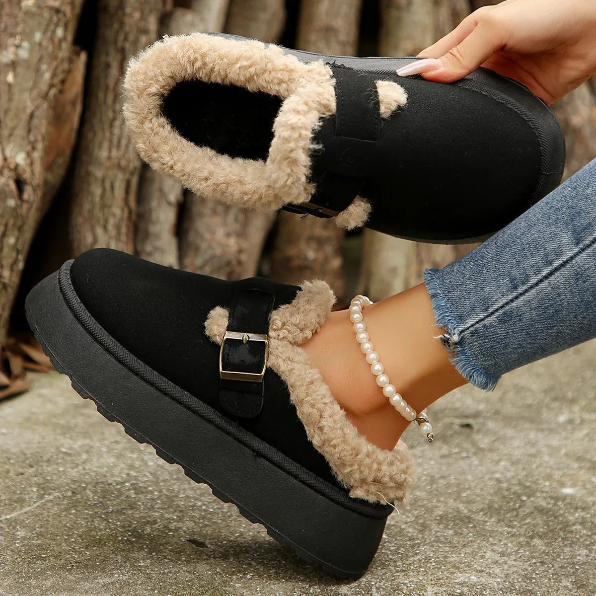 Warm Plush Retro Platform Cotton Snow Boot