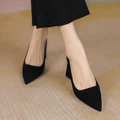 Black Highs New Party Thick Mules Wedding Slippers Low Heel Pumps