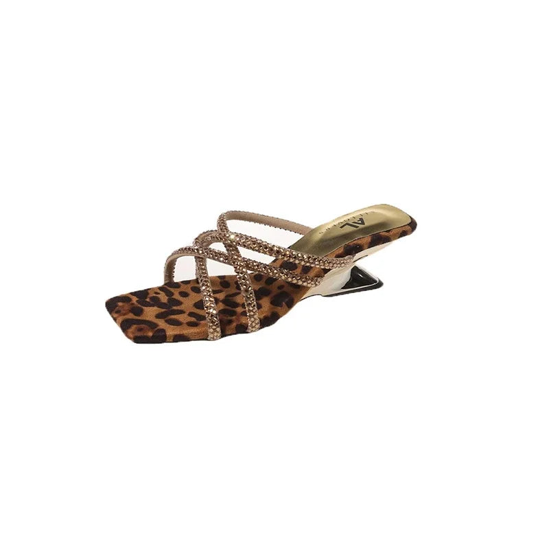 New Rhinestone Ankle Strap High Thick Squares Shoes Low Heel Pumps