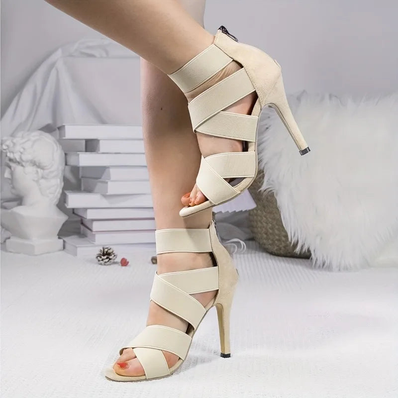 Open Toes Gladiator Broadband Back Zipper Wedding High Heel