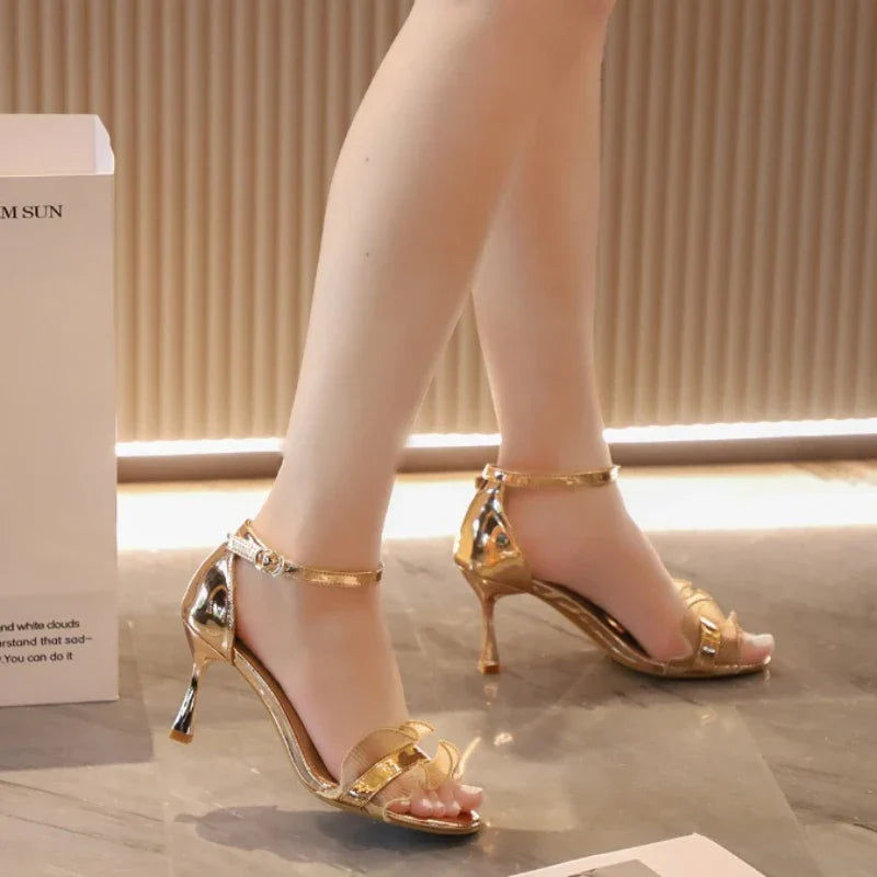 Mature Buckle Strap Thin Heels Stage Performance High Heel