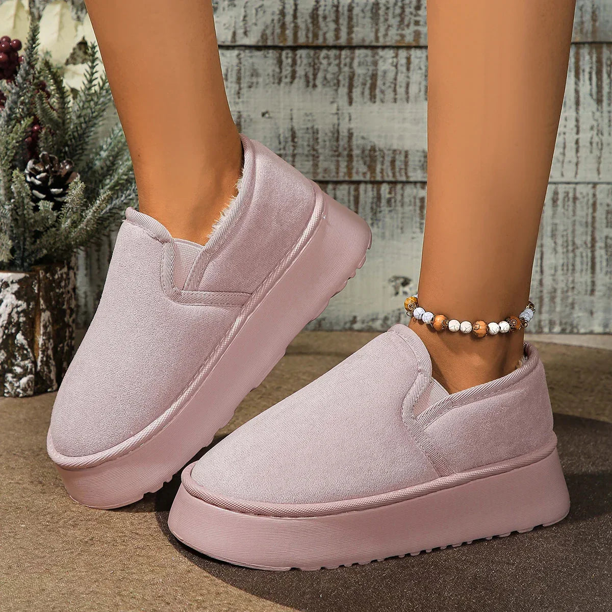 Vintage Anti-skid Plush Comfortable Thick Bottom Warm Snow Boot