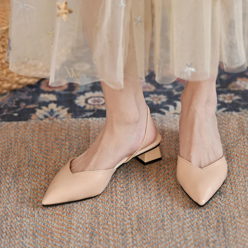 Elegant Slingback Wedding Party Low Heel Pumps