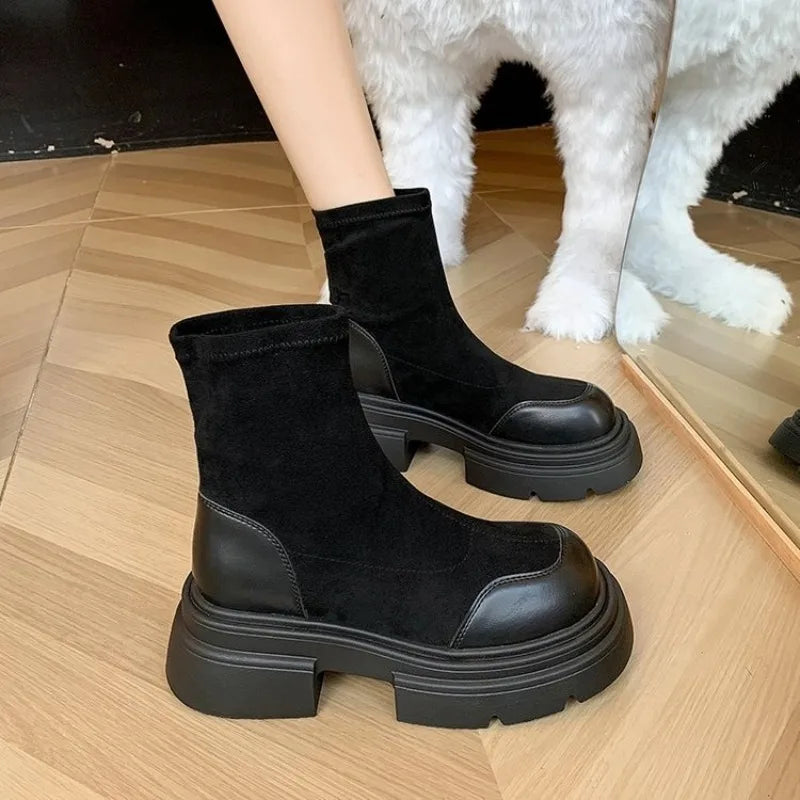 Rubber Zipper Round Toe Rain Lolita Ankle Boot