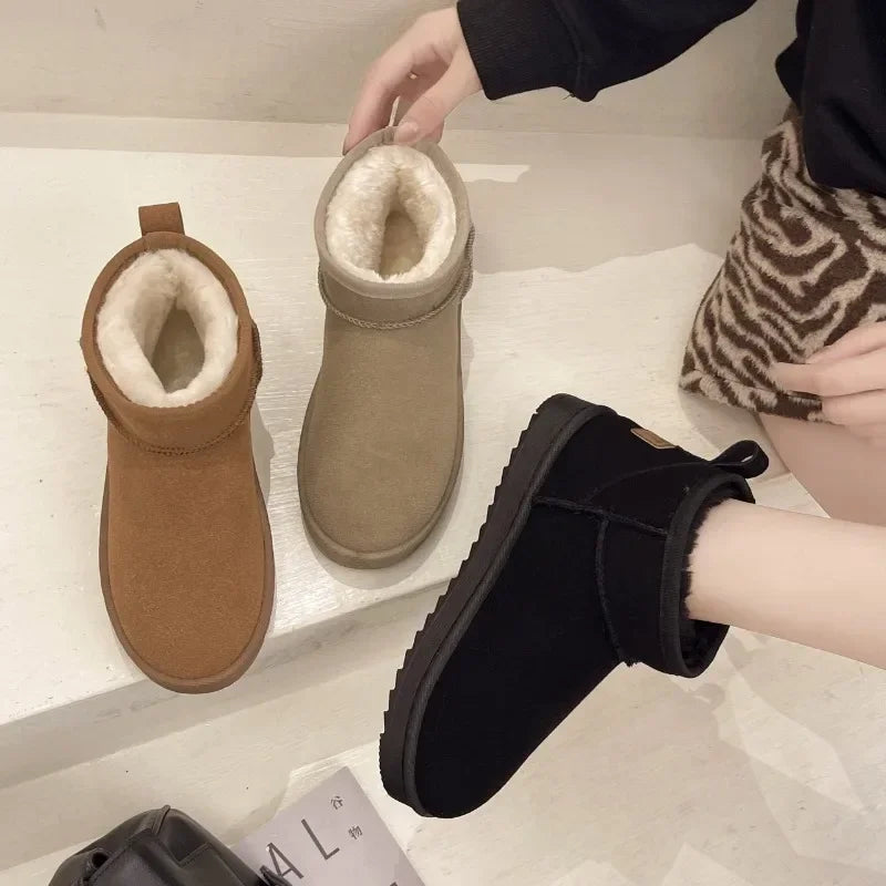 Women's Shoes Australian Boots Footwear Round Toe Flat Heel Boots-Snow Low Ankle Cotton 36-42
