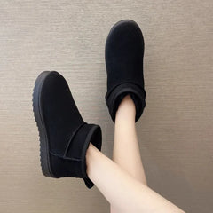 Round Toe Flat Heel Low Ankle Cotton Snow Boot