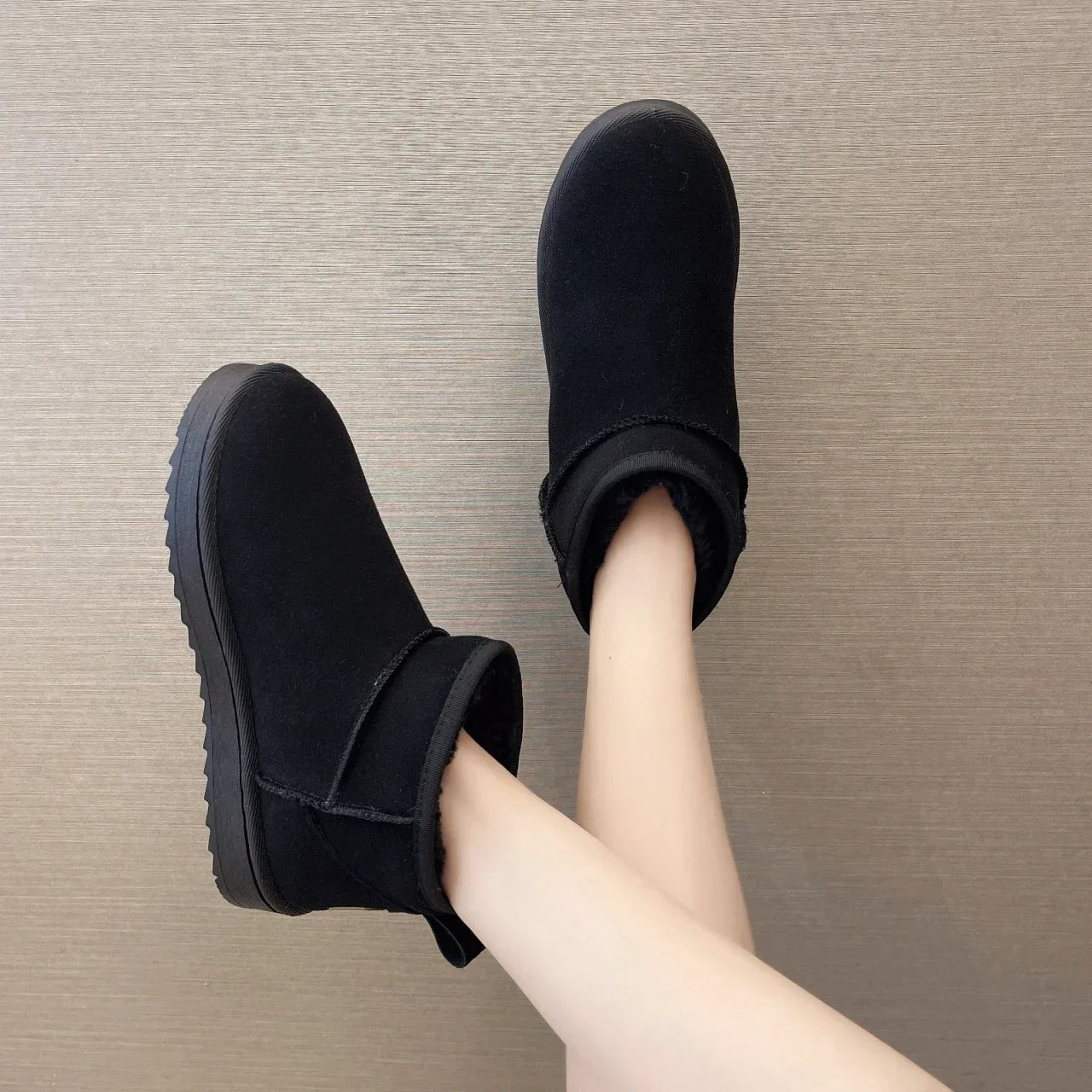 Round Toe Flat Heel Low Ankle Cotton Snow Boot