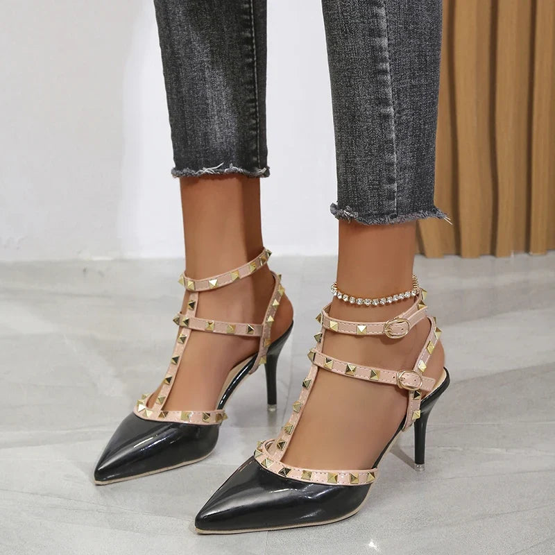Rivets Thick Fine Pointed Nightclub High-Heeled High Heel