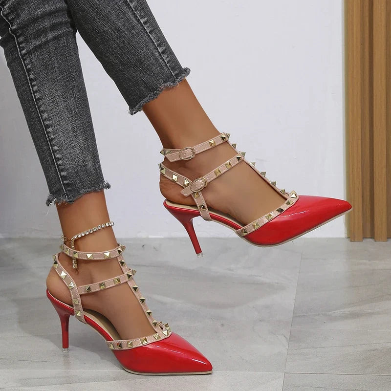Rivets Thick Fine Pointed Nightclub High-Heeled High Heel