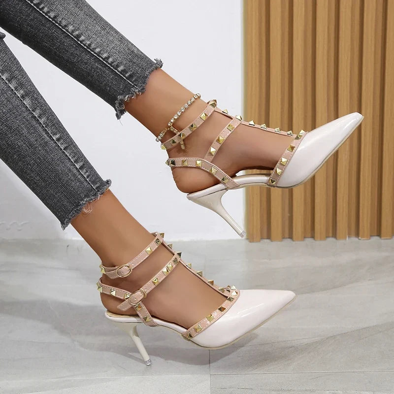 Rivets Thick Fine Pointed Nightclub High-Heeled High Heel