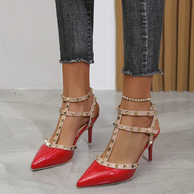 Rivets Thick Fine Pointed Nightclub High-Heeled High Heel