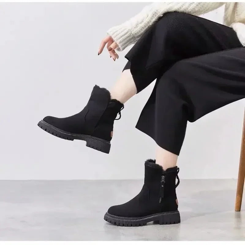 Mid-Tube Plus Velvet Thickened Warm Platform Snow Boot
