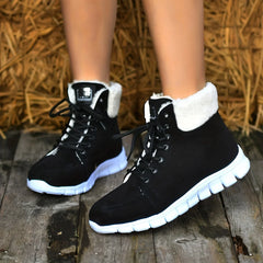 Fluffy Lace Up Soft Sole Flat Casual Warm Snow Boot