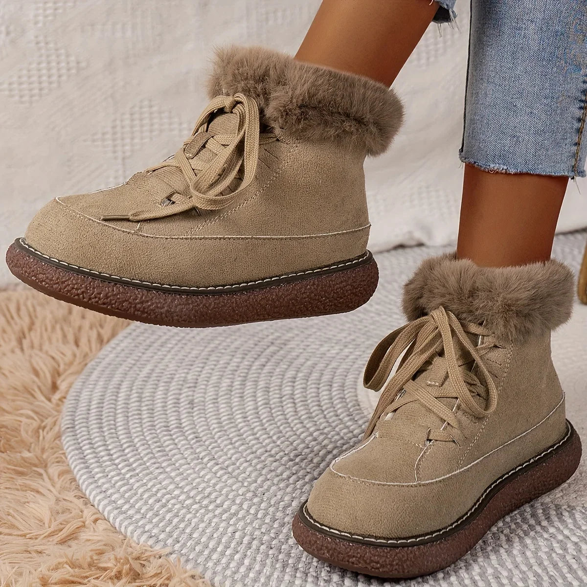 Solid Color Short Plush Lined Comfortable Warm Snow Boot