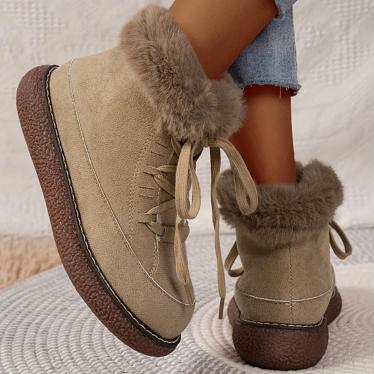 Solid Color Short Plush Lined Comfortable Warm Snow Boot