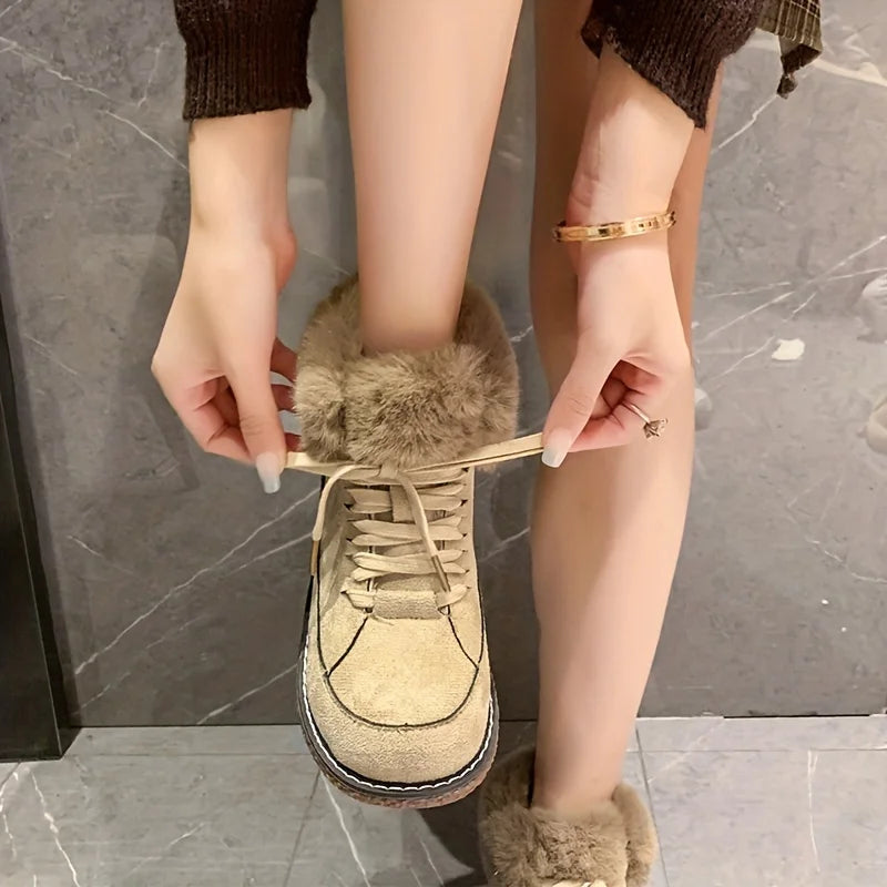 Solid Color Short Plush Lined Comfortable Warm Snow Boot