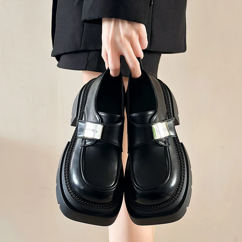 Height Increasing Black Moccasins Designer Casual Zapatos Mujer Loafers