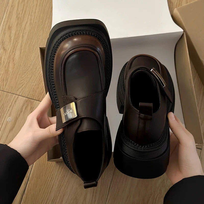 Height Increasing Black Moccasins Designer Casual Zapatos Mujer Loafers
