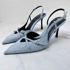 Carmen Slingback Denim Heels