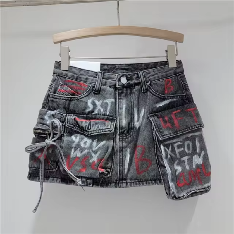 Retro Lettered Mini Skirts