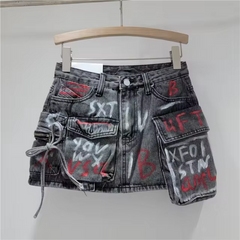 Retro Lettered Mini Skirts