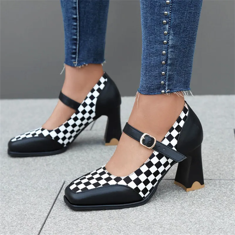 Corsa Checkered Square Heels