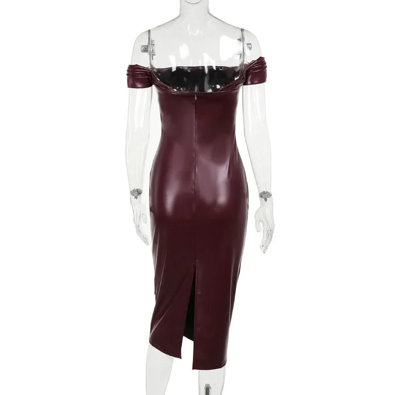 Rosy Sexy Leather Dress