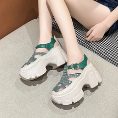 HueHaven Rhinestone Chunky Sandals